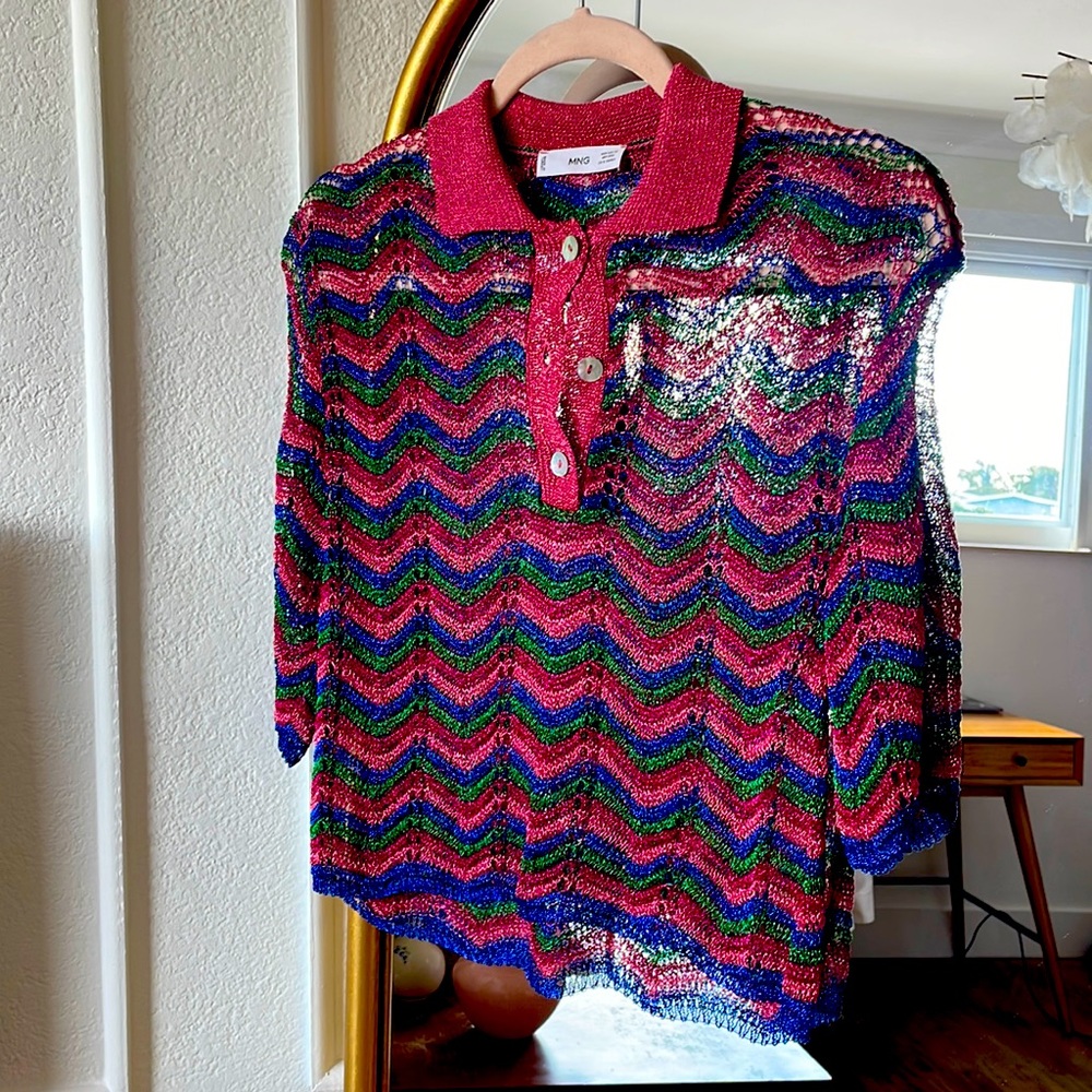 Mango XS 70s vibe crop top